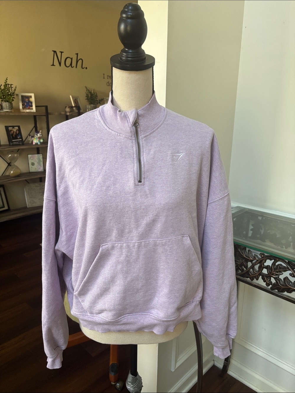 Gymshark Cropped Lavender Quarter-Zip Sweatshirt Pullover size Large